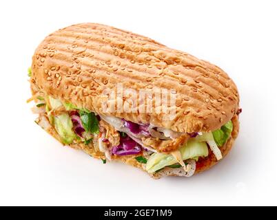 Kebab-Sandwich isoliert auf weißem Hintergrund Stockfoto