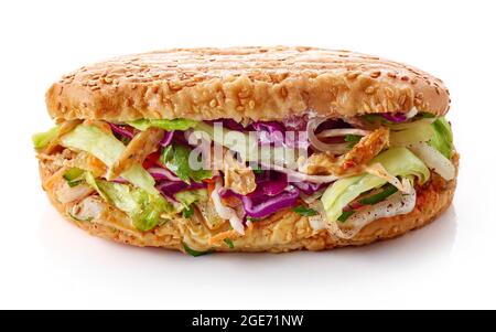 Kebab-Sandwich isoliert auf weißem Hintergrund Stockfoto