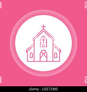 Kirche Gebäude Linie Farbe Symbol. Hochzeitszeremonie. Isoliertes Vektorelement. Skizzieren Sie das Piktogramm für Webseite, mobile App, Promo. Stock Vektor