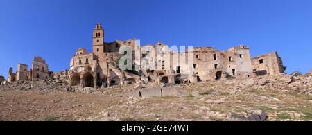 Malerische Aussicht auf Craco Ruinen, Geisterstadt verlassen nach einem Erdrutsch, Basilicata Region, Süditalien Stockfoto