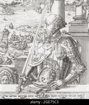 Jean Parisot de la Valette, c. 1494 - 1568. Ritter des Ordens St. John. Großmeister des Malteserordens. Er organisierte die Verteidigung Maltas während der Großen Belagerungsherrschaft durch die Türken im Jahr 1565. Nach einer Arbeit von Mathis Zundt aus dem 16. Jahrhundert. Stockfoto