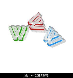Buchstabe WWW bunte 3D abstrakte Textur Hintergrund weiß Internet Web Stockfoto
