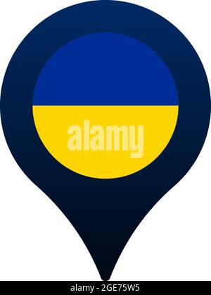 symbol für flagge und Kartenzeiger in der ukraine. Nationale Flagge Position Symbol Vektor-Design, gps-Locator Pin. vektor-Illustration Stock Vektor