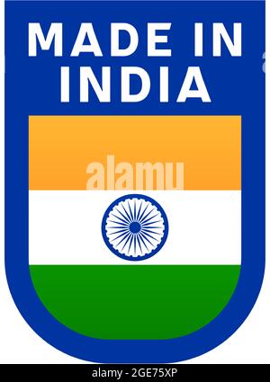 Made in india Ikone. Nationale Landesflagge Stempel Aufkleber. Vektordarstellung einfaches Symbol mit Flagge Stock Vektor