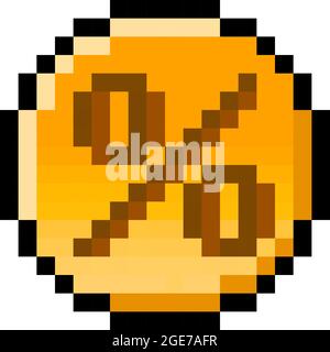 Pixel 8 Bit Prozentwert Münze - Vektor, isoliert Stock Vektor