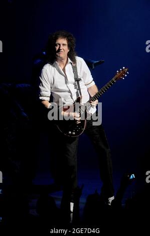 Mailand Italien 2009-12-04 , Brian May während des Musicals „We will Rock You“ im Teatro della Luna in Assago Stockfoto