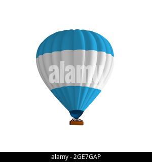 Vektorgrafik Heissluft blau weiß Ballon. Grafik isolierte bunte Fallschirm Flugzeuge. Ballonfestival. Stock Vektor
