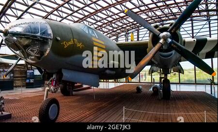 Martin B26 Marauder, Utah Beach Museum, Manche Department, Cotentin, Normandie Region, Frankreich Stockfoto