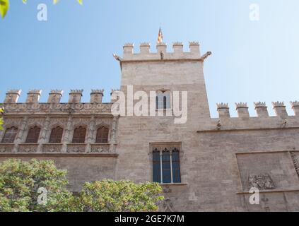 Türmchen, Seidenbörse (Llotja de la Seda) Valencia, Spanien, Europa Stockfoto