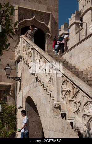 Treppe, Seidenbörse (Llotja de la Seda) Valencia, Spanien, Europa Stockfoto