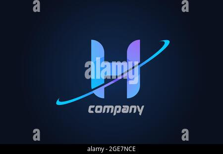 H blau Swoosh Alphabet Buchstaben Logo Symbol Vorlage. Kreatives Design für Unternehmen und Unternehmen Stock Vektor