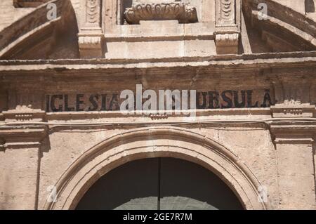 Detail über Haupteingang, St. Ursula Kirche, Valencia, Spanien, Europa Stockfoto