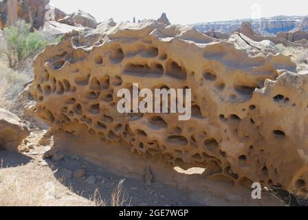 Felsformationen im Chaco Canyon, New Mexico Stockfoto