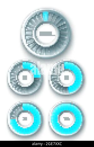 Satz von Preloadern. Symbole zum Laden des Fortschritts. Vektorgrafik. Stock Vektor