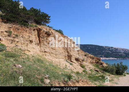 Baska, Insel Krk, phänomenales Zarok - Sandgebiet, Adriaküste, Kroatien Stockfoto