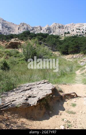 Baska, Insel Krk, phänomenales Zarok - Sandgebiet, Adriaküste, Kroatien Stockfoto