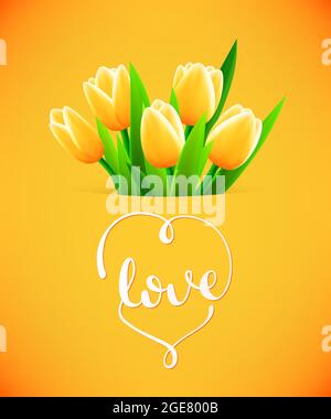 Dankeskarte mit Tulpenblüten, Vektorgrafik Stock Vektor