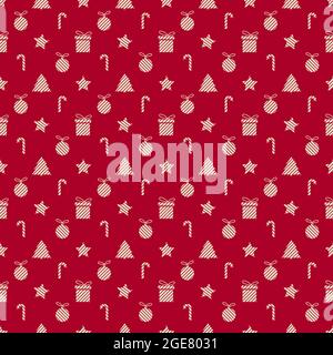 Nahtloses Muster mit weihnachtlichen Elementen, Vektorgrafik Stock Vektor