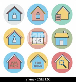 Vektorgrafik von Hotel und Restaurant Set Icon Teil 7 - Color Mate Stil Stock Vektor