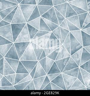 Abstrakte geometrische Dreiecke nahtloses Muster. Aquarell grau und weiß handgezeichnete Textur. Aquarell Collage Illustration mit geometrischem Dreieck Stockfoto