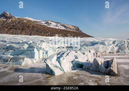 Blick über den Svinafellsjokull-Gletscher im Vatnajokull-Nationalpark im Süden Island Stockfoto