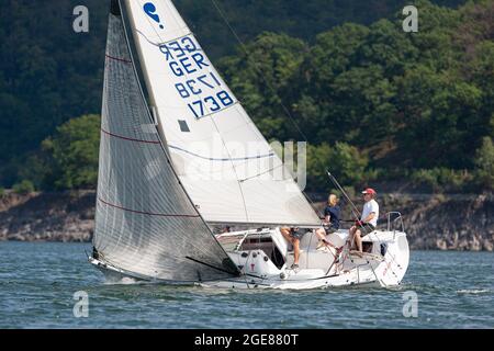 Segelregatta auf dem Edersee / Deutschland am 2019-07-27. Stockfoto