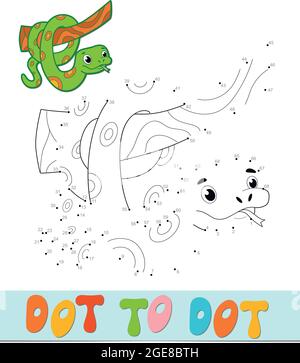 Punkt zu Punkt Puzzle. Verbinden Punkte Spiel. Schlange Vektor Illustration Stock Vektor