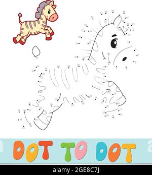 Punkt zu Punkt Puzzle. Connect dots Spiel. Zebra-Vektorgrafik Stock Vektor