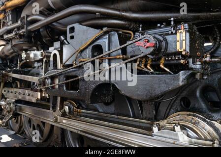 Houston, USA. August 2021. Union Pacific No. 4014, Big Boy hält am Dienstag, den 17. August 2021, in Houston, Texas. Big Boy ist die weltweit größte Dampfmaschine, die im Jahr 1941 gebaut wurde und mit 14 Rädern eine Höhe von 17ft und 133ft Länge hat. Die Lokomotive wurde kürzlich restauriert und tourt derzeit durch die Vereinigten Staaten. (Foto von Jennifer Lake/SIPA USA) Quelle: SIPA USA/Alamy Live News Stockfoto
