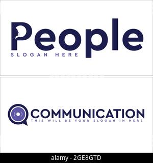 Kommunikationsservice mit Icon-Bubble-Chat und Disc-Vinyl-Logo Stock Vektor
