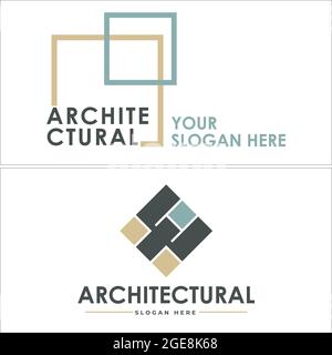 Architekturmaterialladen mit Icon-Keramik-Ziegellogo Stock Vektor