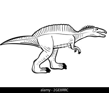 Dinosaurier Raubtier Hand graviert Vektor-Illustration. Prähistorische ausgestorbene Tier der Jurassic Periode Skizze. Stock Vektor