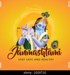 dahi handi-Festival der glücklichen shree krishna janmashtami. vektor-Illustration Design. Covid 19 , Coronavirus-Konzept Stock Vektor