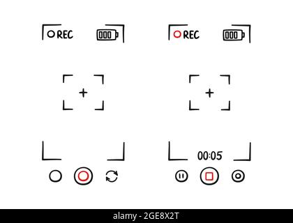 Handgezeichneter Sucher der Telefonkamera. Bildschirm der digitalen Anzeige des Videorekorders. Design-Vorlage für Smartphones. Vektorgrafik isoliert ein Stock Vektor