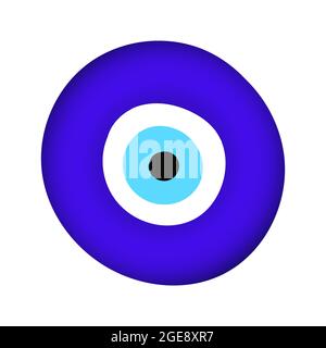 Blaues orientalisches Böses Auge Symbol Amulett flacher Stil Design Vektor Illustration. Stock Vektor