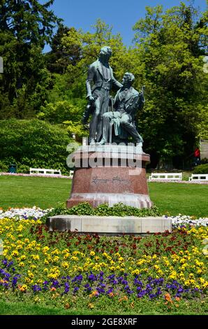 lanner-strauss-Denkmal im Kurpark des UNESCO-Weltkulturerbes Baden bei Wien, Niederösterreich Stockfoto