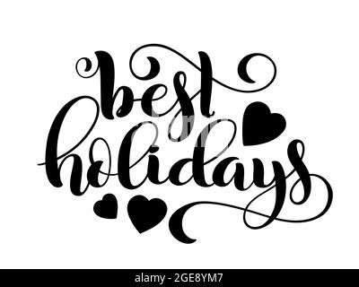 Frohe Weihnachten beste Feiertage handgeschriebene Schriftzüge. Design-Vorlage für Schriftzüge. Vektorgrafik. Stock Vektor