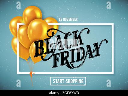 Banner für Schwarzer Freitag Verkauf mit handdrawn Schriftzug. Plakat Vorlage. Vector Illustration. Stock Vektor