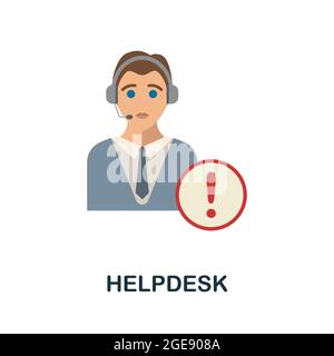 Flaches Helpdesk-Symbol. Farbiger Schild aus der Abholung durch den Kundenservice. Creative Helpdesk Icon Illustration für Webdesign, Infografiken und mehr Stock Vektor