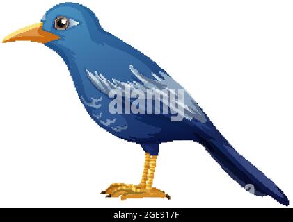Blauer Vogel Tier auf weißem Hintergrund Illustration Stock Vektor