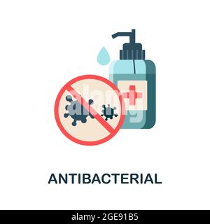 Antibakterielles flaches Symbol. Farbiger Schild aus der Desinfektionssammlung. Kreative antibakterielle Symboldarstellung für Webdesign, Infografiken und mehr Stock Vektor