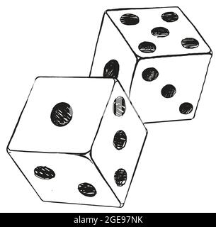 Zwei Würfel handgezogener Doodle . Vektorgrafik Stock Vektor