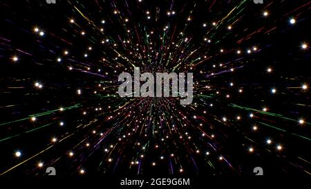 Glitzernde Partikel und farbenfroher Grunge Line Bursting-Effekt Stockfoto