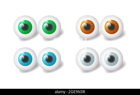 Verschiedene Farben Augen Kugeln Symbol mit Schatten auf weiß, Vektor-Illustration, eps10 Stock Vektor