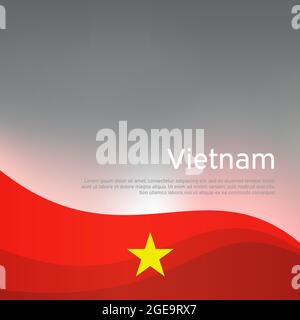 Abstrakt schwenkende vietnam-Flagge. Kreativer glänzender Hintergrund für die Gestaltung patriotischer vietnamesischer Weihnachtskarten. Nationales Plakat. Cover, Banner in National Stock Vektor