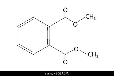 Chemische Struktur von Dimethylphthalat, Anatomie von Dimethylphthalat, molekulare Struktur von Dimethylphthalat Stock Vektor