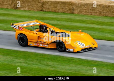 1971 McLaren M8F beim Goodwood Festival of Speed Motorrennsport 2014. Entwickelt für die Can-am-Saison 1971 mit einem Chevrolet V8 Stockfoto