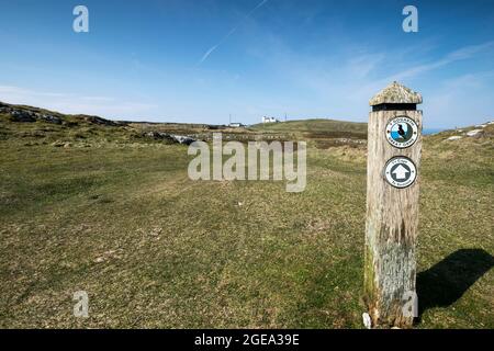 Great Ormes Head oder Pen y Gogarth in der Nähe von Llandudno an der Küste von Nordwales, Großbritannien, mit Blick auf den Gipfel Stockfoto