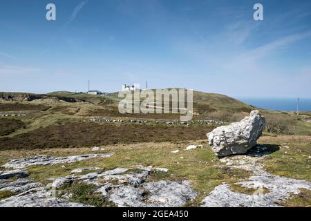 Great Ormes Head oder Pen y Gogarth in der Nähe von Llandudno an der Küste von Nordwales, Großbritannien, mit Blick auf den Gipfel Stockfoto