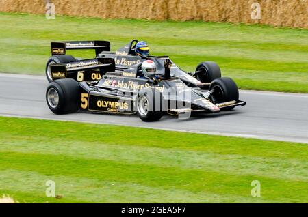 Klassische Lotus 79 historische Grand Prix Autos, früher von Mario Andretti und Ronnie Peterson beim Goodwood Festival of Speed Autorennen Event 2014 Stockfoto